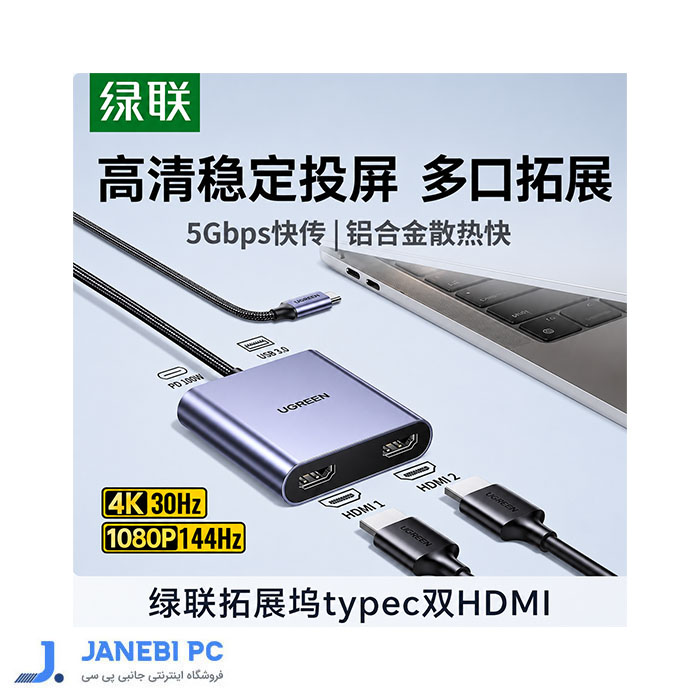 مبدل USB Cبه DUALL HDMI یوگرین CM866 65145