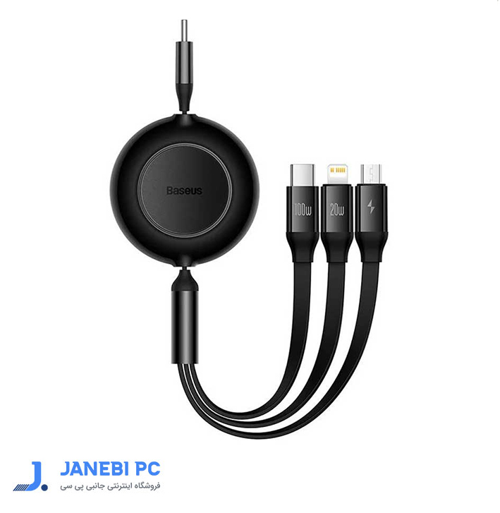 کابل تبدیل 1.1 متری USB-C به USB-C/microUSB/لایتنینگ بیسوس مدل Bright Mirror ll CAMJ010201