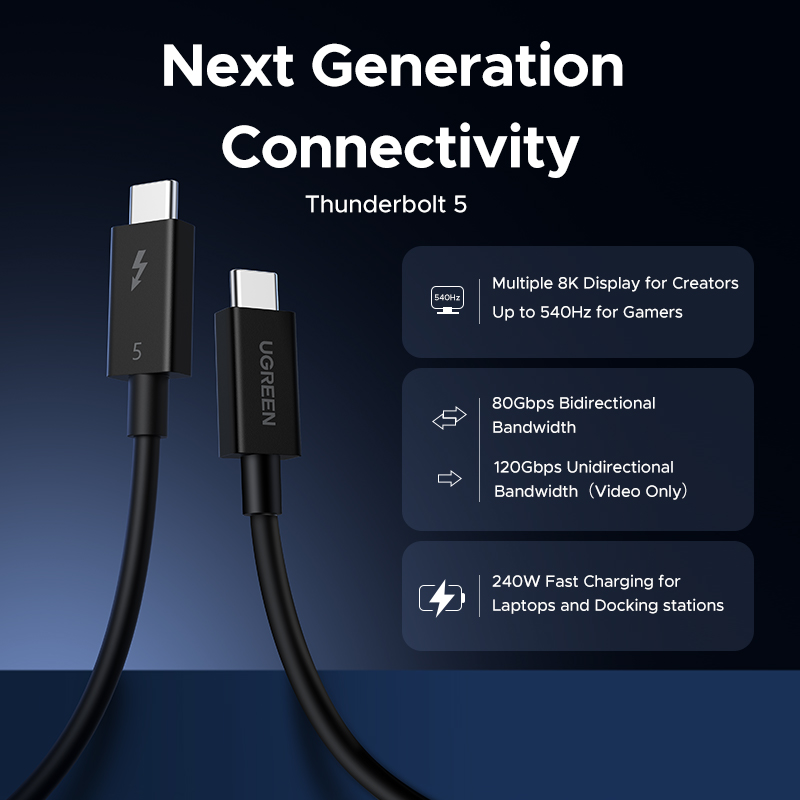 کابل تاندربولت 5 یوگرین L703 45996 16K@60HZ 240W 120Gbps